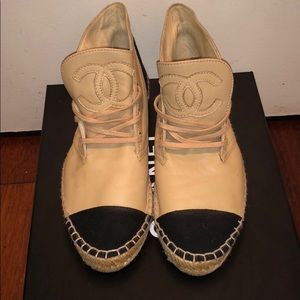 CHANEL Beige and Black Espadrilles